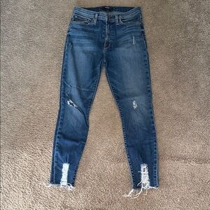 Hudson Jeans Women's Distressed Skinny Jeans in Dark Blue